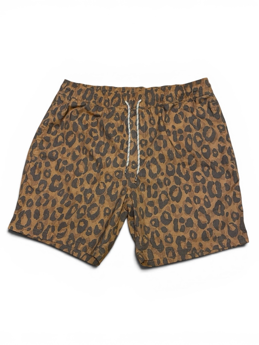 Original Use Leopard Print Drawstring Swim Trunks Side and Back Pockets Size M